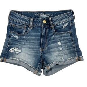American Eagle Outfitters Stretch High Rise Women's 6 Distressed Denim Shorts